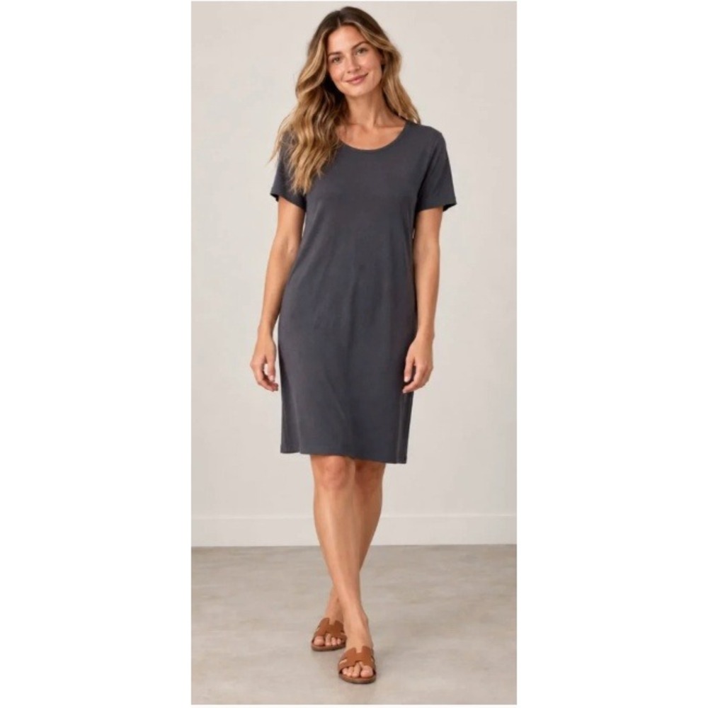 J. Jill Wearever Collection A-Line T-Shirt Dress Navy Blue Size M Petite
